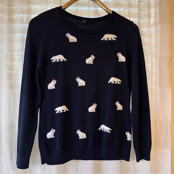Talbots Embroidered Polar Bear Knit Shirt‎ Womans Size Medium Pullover Sweater - Picture 1 of 6